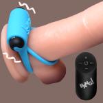 Remote Control 28X Vibrating Cock Ring And Bullet - Blue