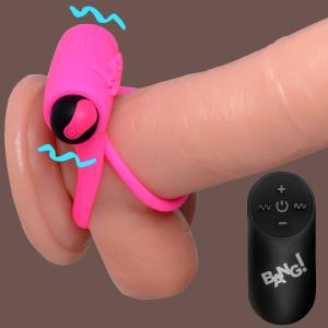Remote Control 28X Vibrating Cock Ring And Bullet - Pink