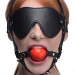 Blindfold Harness And Red Ball Gag