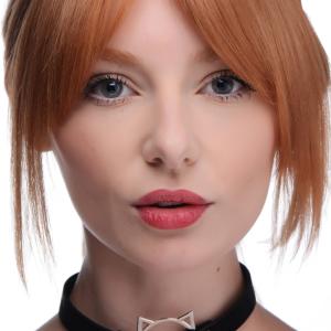 Kinky Kitty Ring Slim Choker - Black