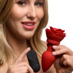28X Silicone Vibrating Rose Anal Plug With Remote - Large