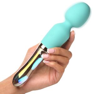 10X Turquoise Dual Ended Silicone And Glass Wand