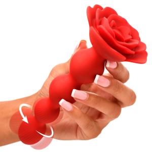 10X Rose Twirl Vibrating And Rotating Silicone Anal Beads