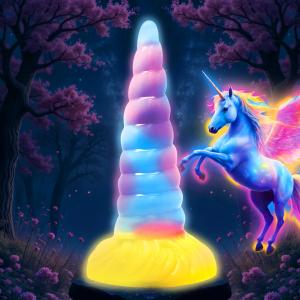 Unicorn Glow-In-The-Dark Vibrating Silicone Dildo