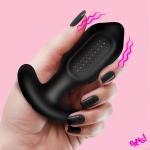 Bumpy Vibrating Silicone Butt Plug - Black
