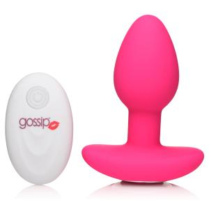 10X Pop Rocker Vibrating Silicone Plug With Remote - Magenta