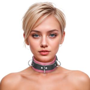 Strict Leather Deluxe Locking Collar - Pink And Black